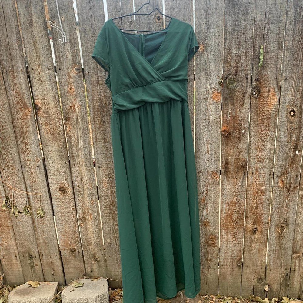 Green dress maxi short sleeve large